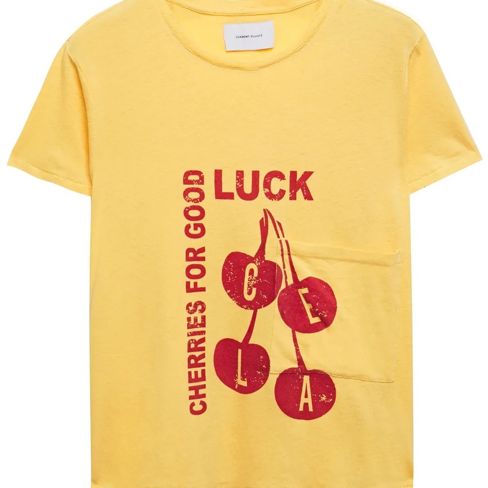 CURRENT ELLIOTT
The Drop Pocket Distressed Printed T-shirt